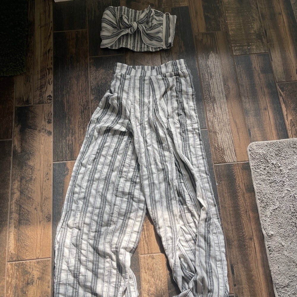 2 piece tube top with long pants